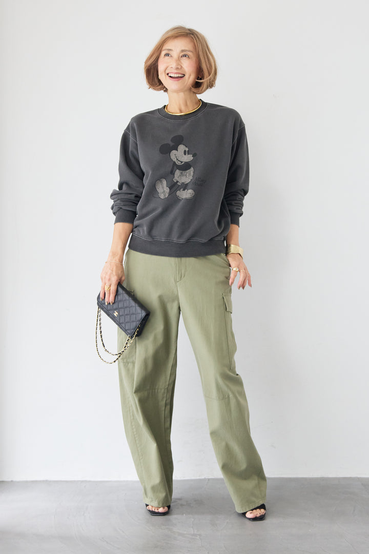 [SET]ヴィンテージライク ミッキースウェット+テンセルカーゴパンツ(2set)