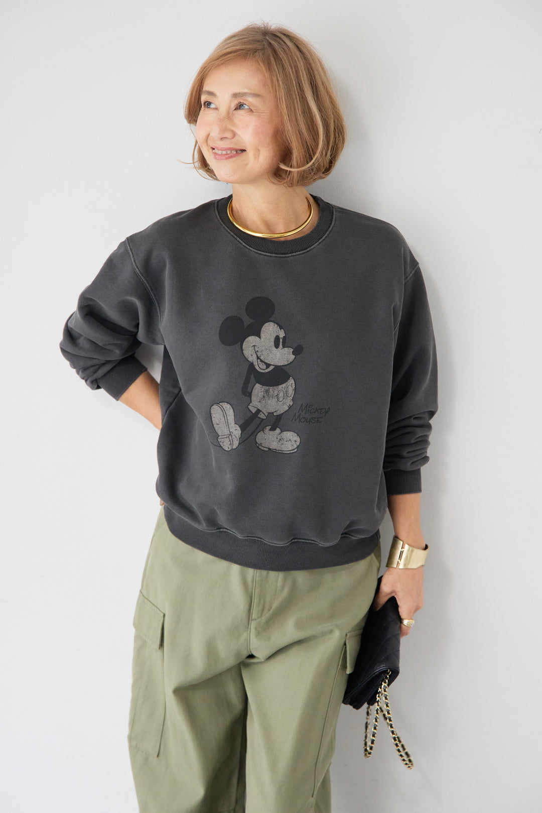 [SET]ヴィンテージライク ミッキースウェット+テンセルカーゴパンツ(2set)