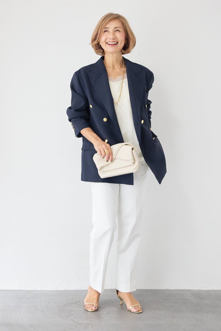 金ボタン ダブルブレストブレザー