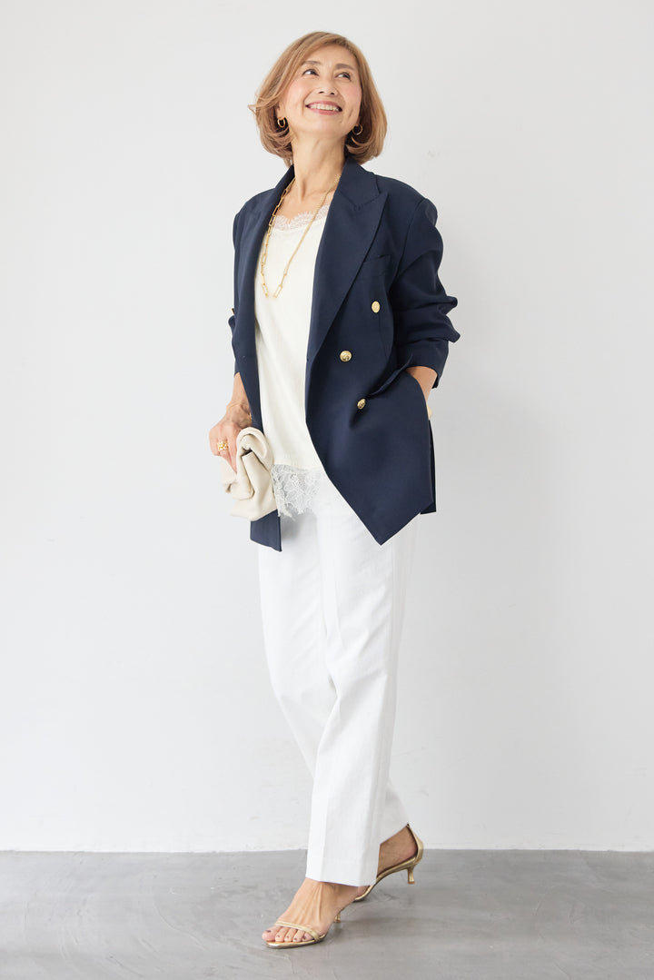 金ボタン ダブルブレストブレザー