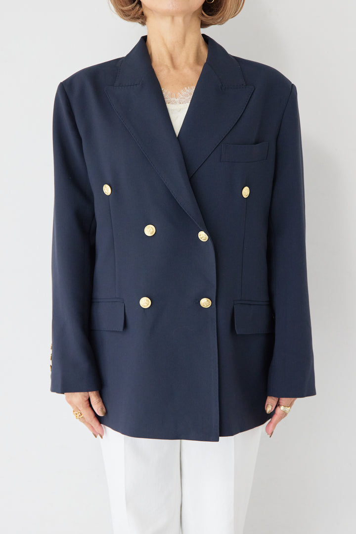 金ボタン ダブルブレストブレザー