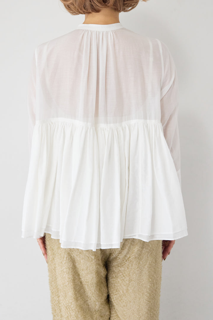 コットンシアー バンドカラーブラウス