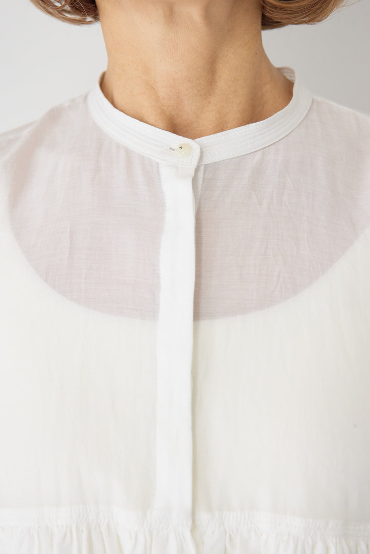 コットンシアー バンドカラーブラウス