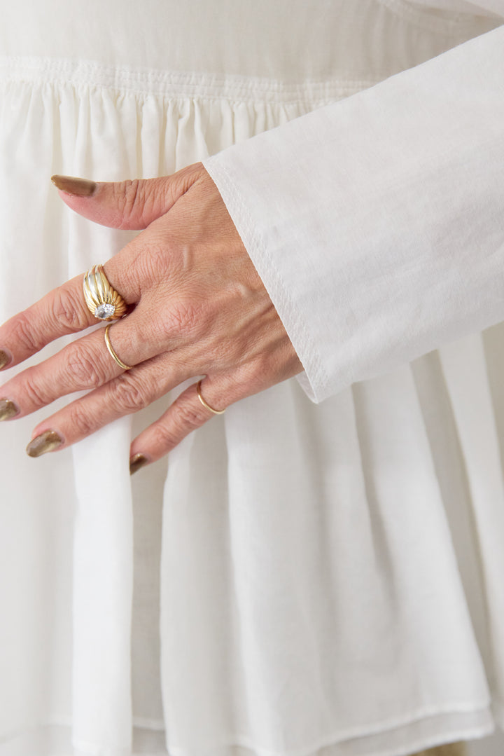 コットンシアー バンドカラーブラウス