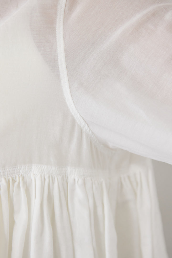 [SET]コットンシアー バンドカラーブラウス+カットジャガード フリンジ ワイドパンツ(2set)