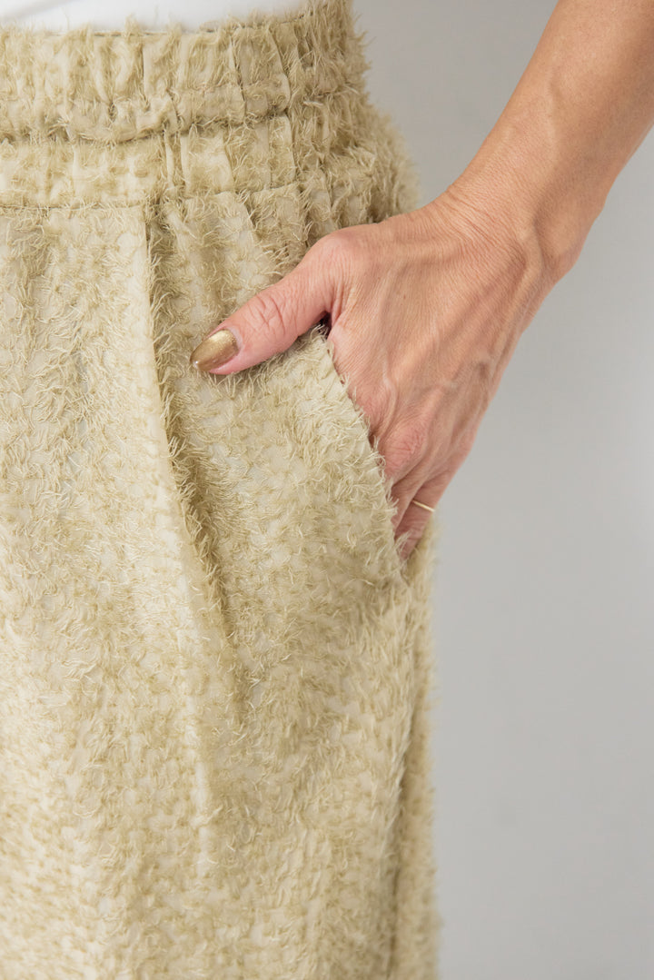 カットジャガード フリンジ ワイドパンツ