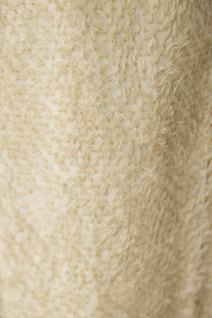 [SET]コットンシアー バンドカラーブラウス+カットジャガード フリンジ ワイドパンツ(2set)