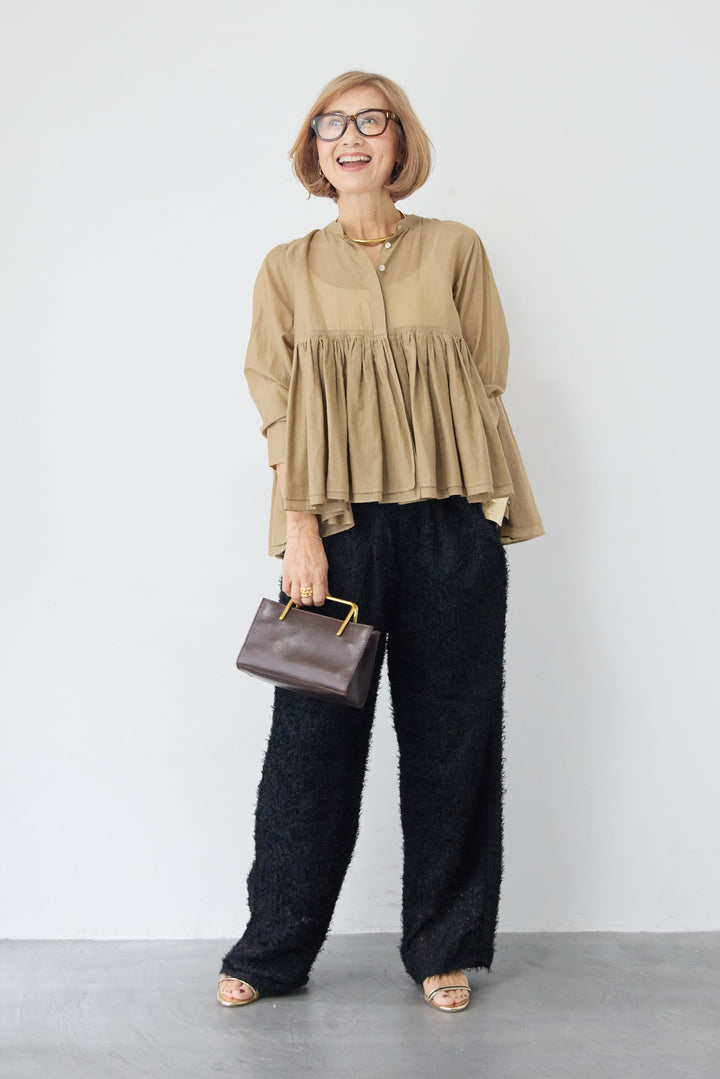 カットジャガード フリンジ ワイドパンツ