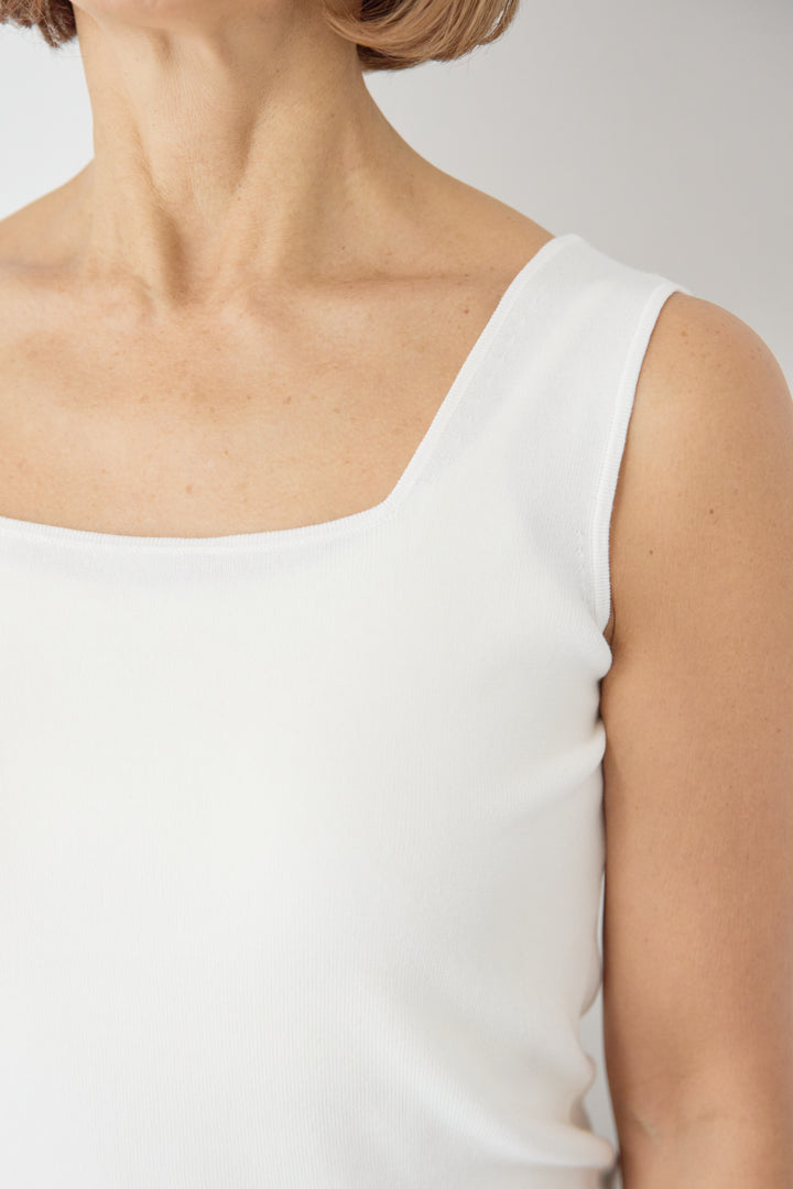 2WAY スクエア＆Vネック リブニットタンクトップ