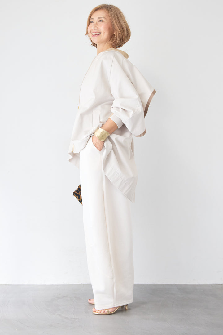 バックフレア 切替ジップアップブルゾン