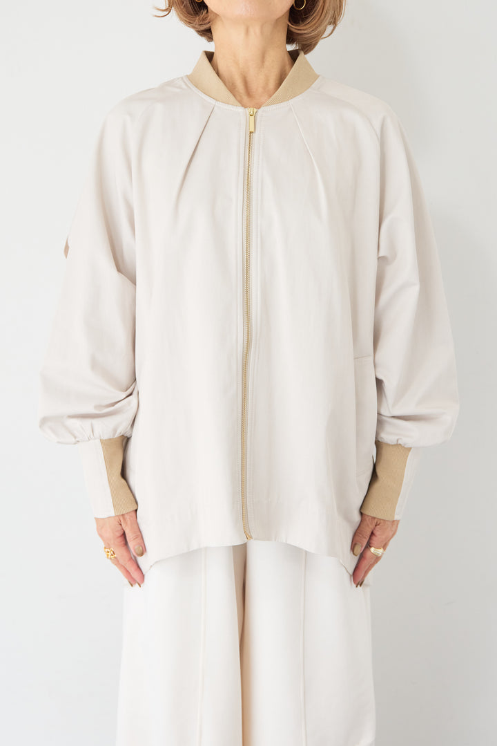 バックフレア 切替ジップアップブルゾン