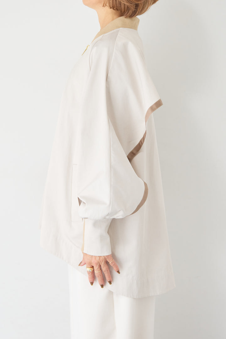 バックフレア 切替ジップアップブルゾン