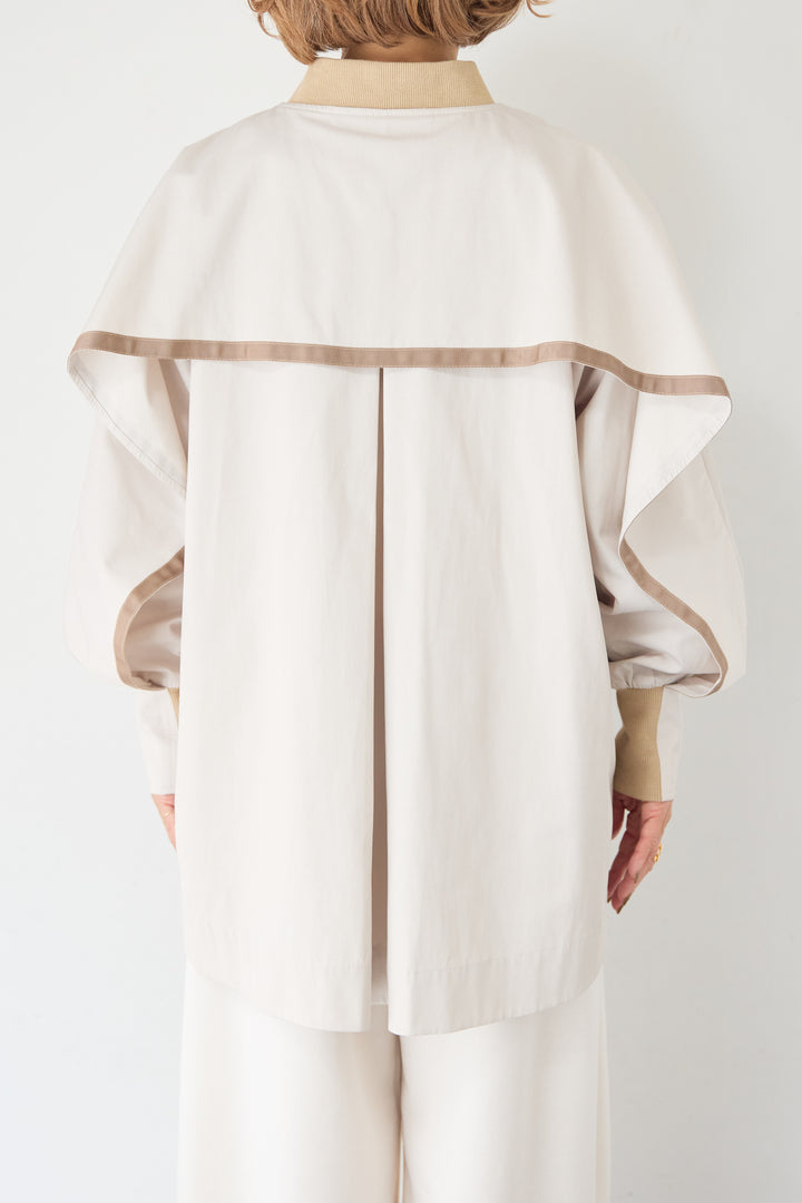 バックフレア 切替ジップアップブルゾン