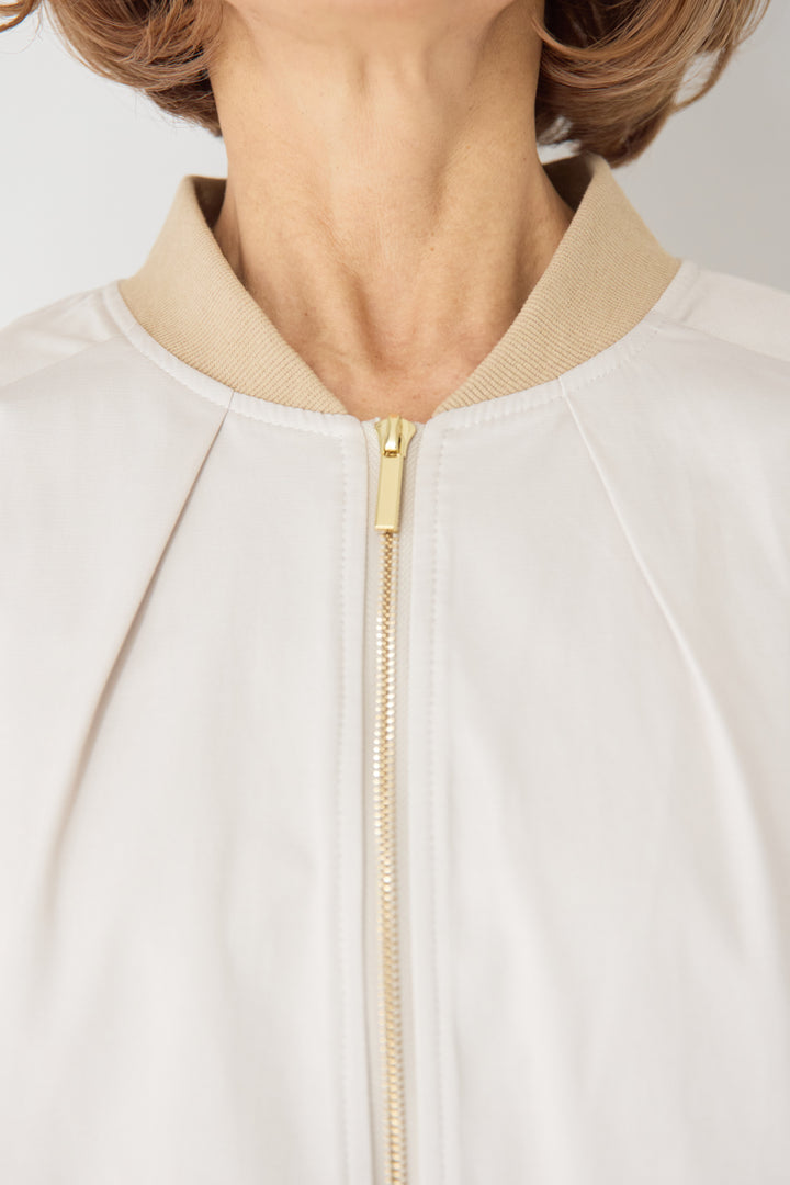 バックフレア 切替ジップアップブルゾン