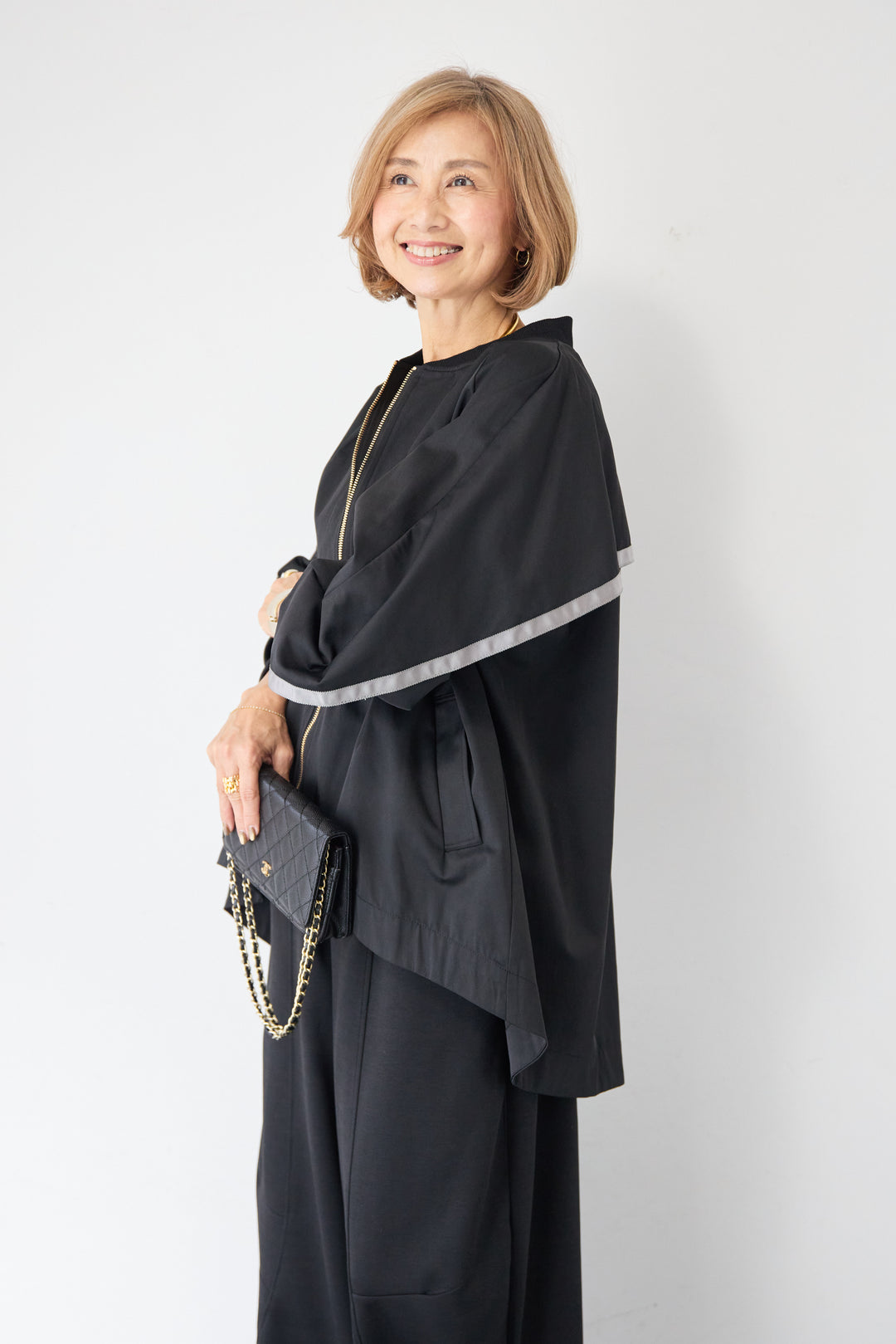 バックフレア 切替ジップアップブルゾン