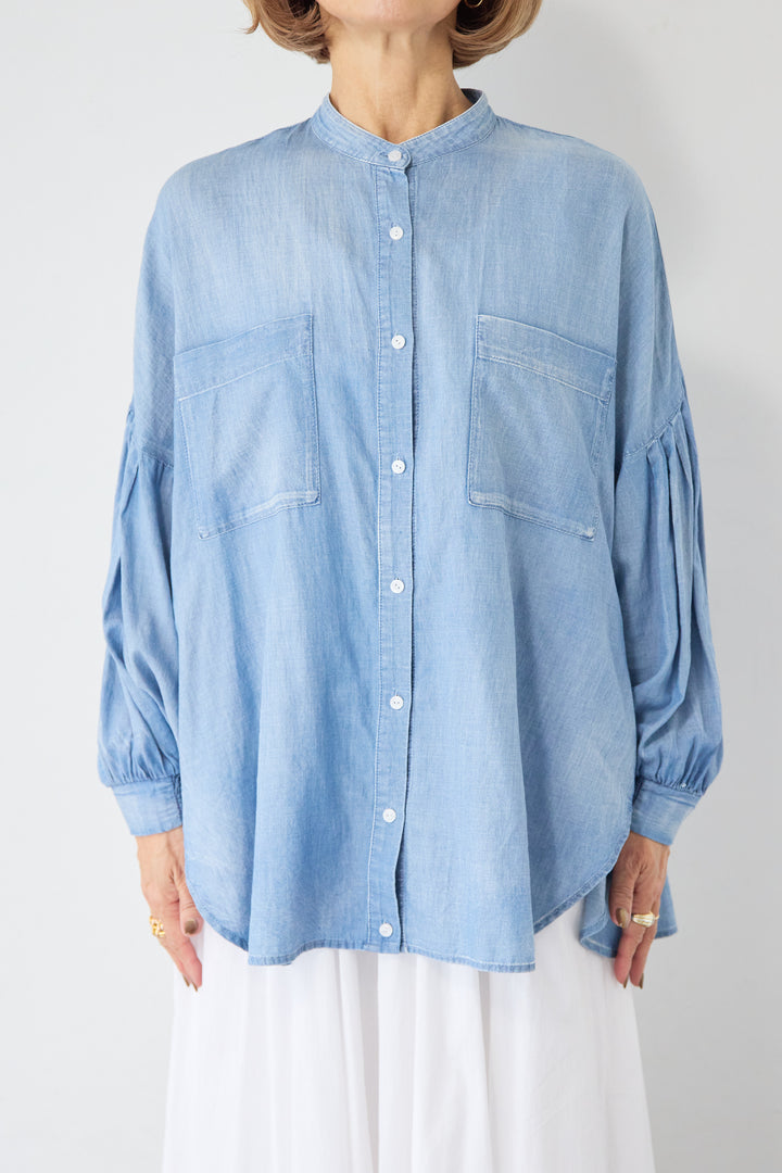 デニム調ボリュームスリーブシャツ