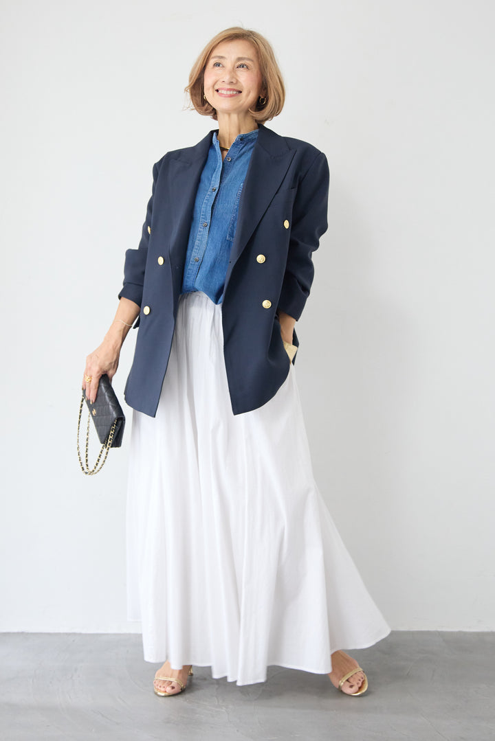 デニム調ボリュームスリーブシャツ