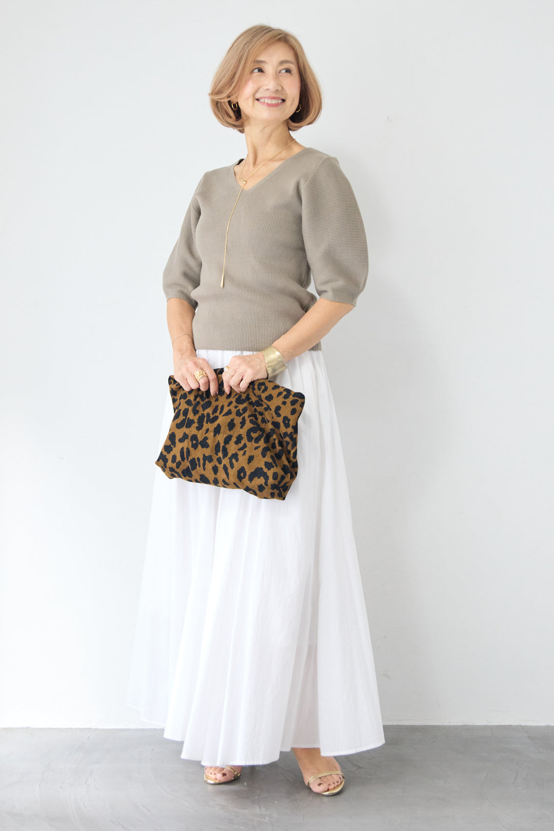 5分袖 Vネック リブプルオーバー