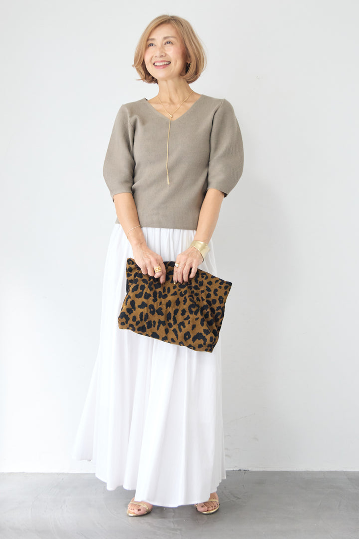 5分袖 Vネック リブプルオーバー