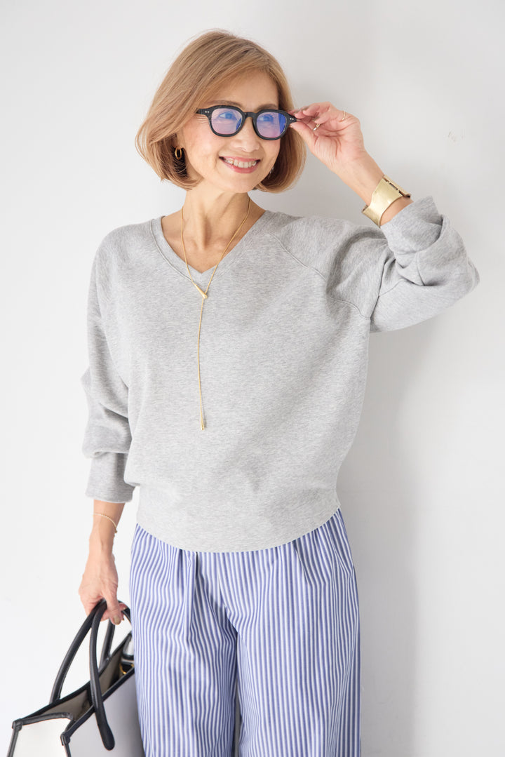 Vネック ラグラン カットソー