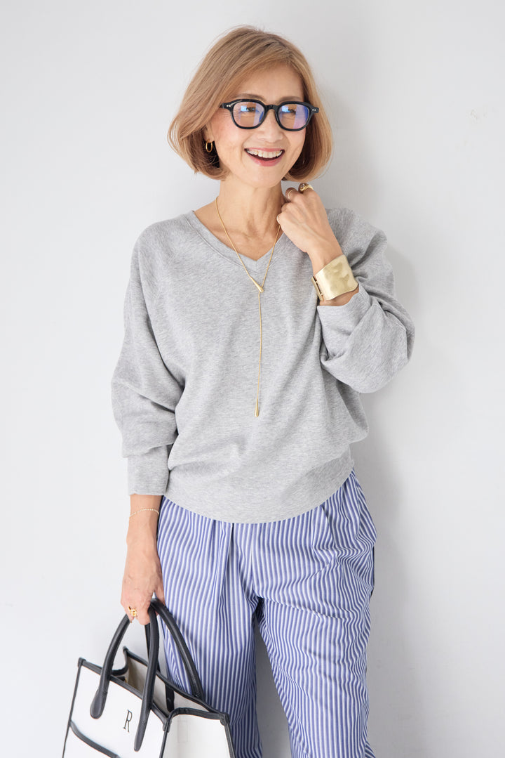 Vネック ラグラン カットソー