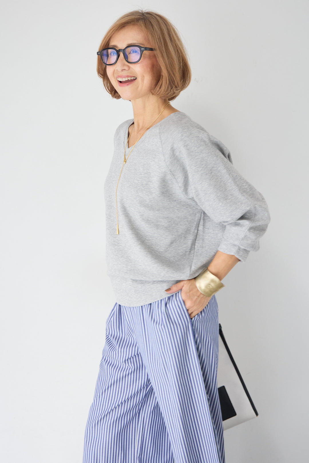 Vネック ラグラン カットソー