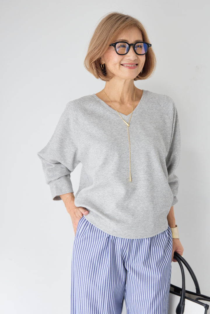 Vネック ラグラン カットソー