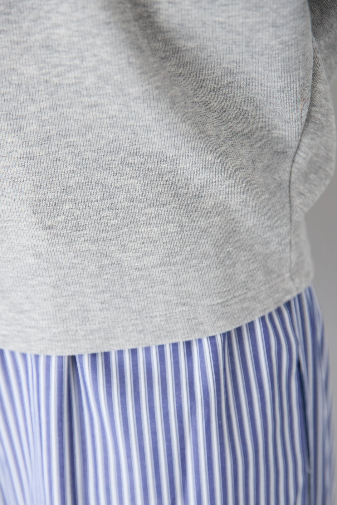 [SET]Vネック ラグラン カットソー+ストライプ コットンワイドパンツ(2set)