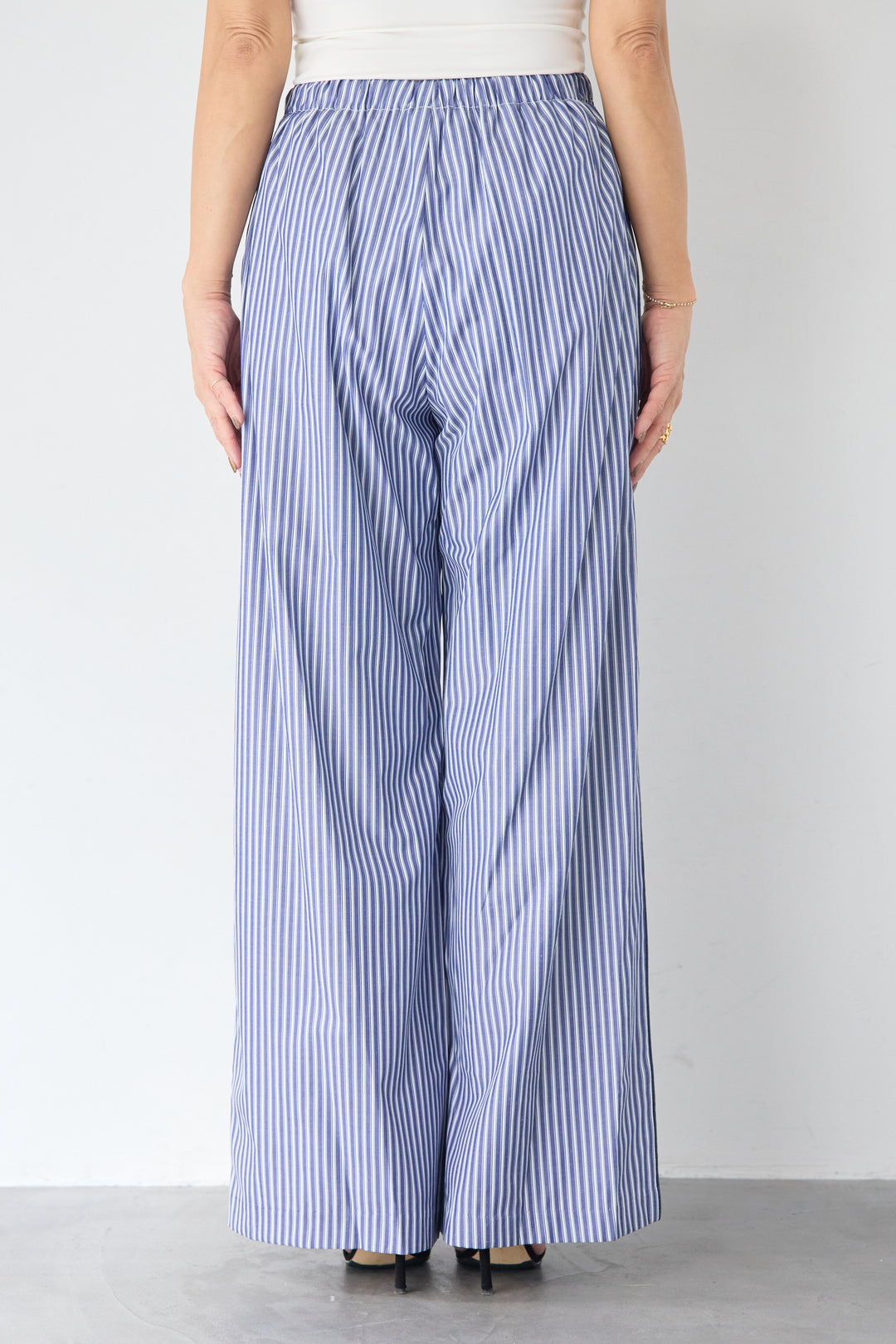 ストライプ コットンワイドパンツ