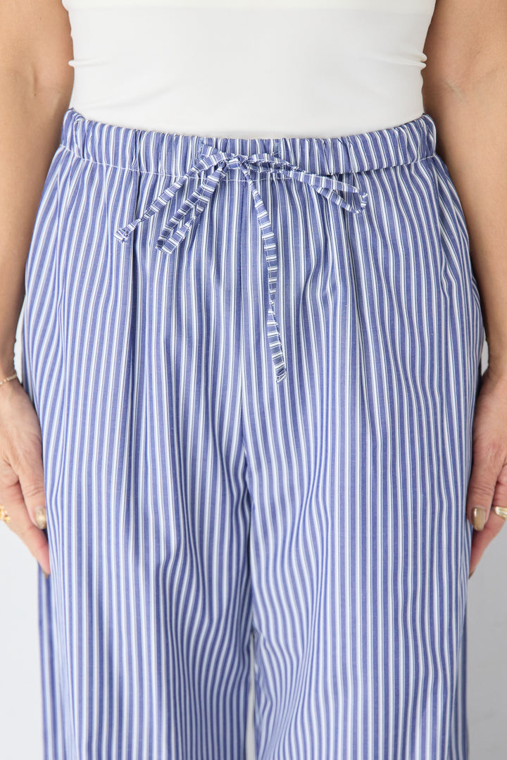 ストライプ コットンワイドパンツ