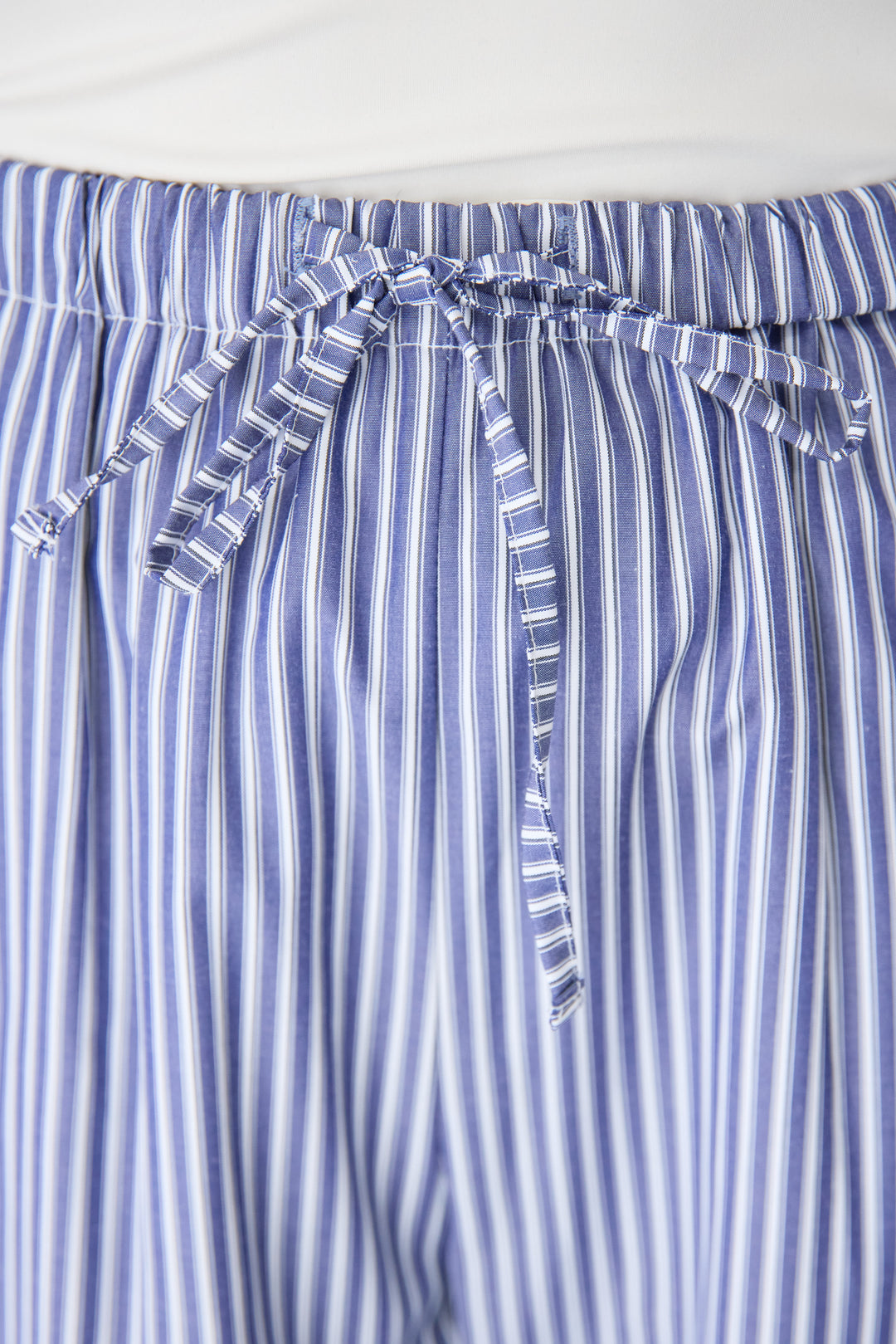 [SET]Vネック ラグラン カットソー+ストライプ コットンワイドパンツ(2set)