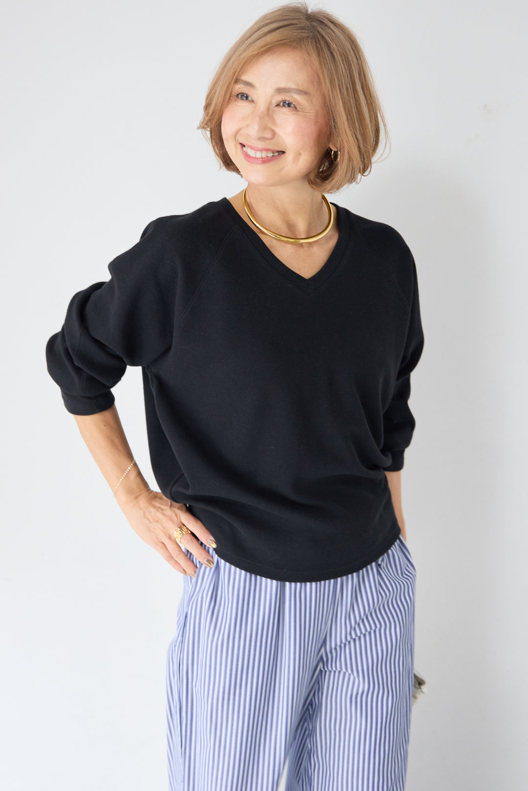 Vネック ラグラン カットソー