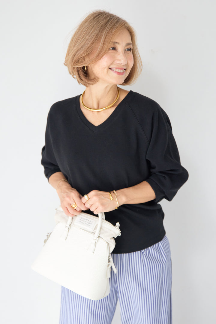 Vネック ラグラン カットソー