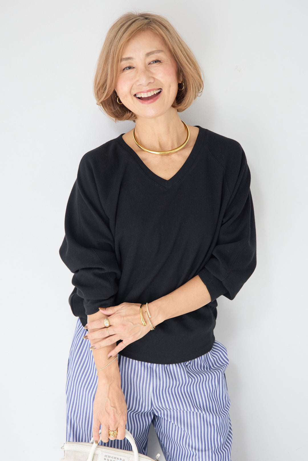 Vネック ラグラン カットソー