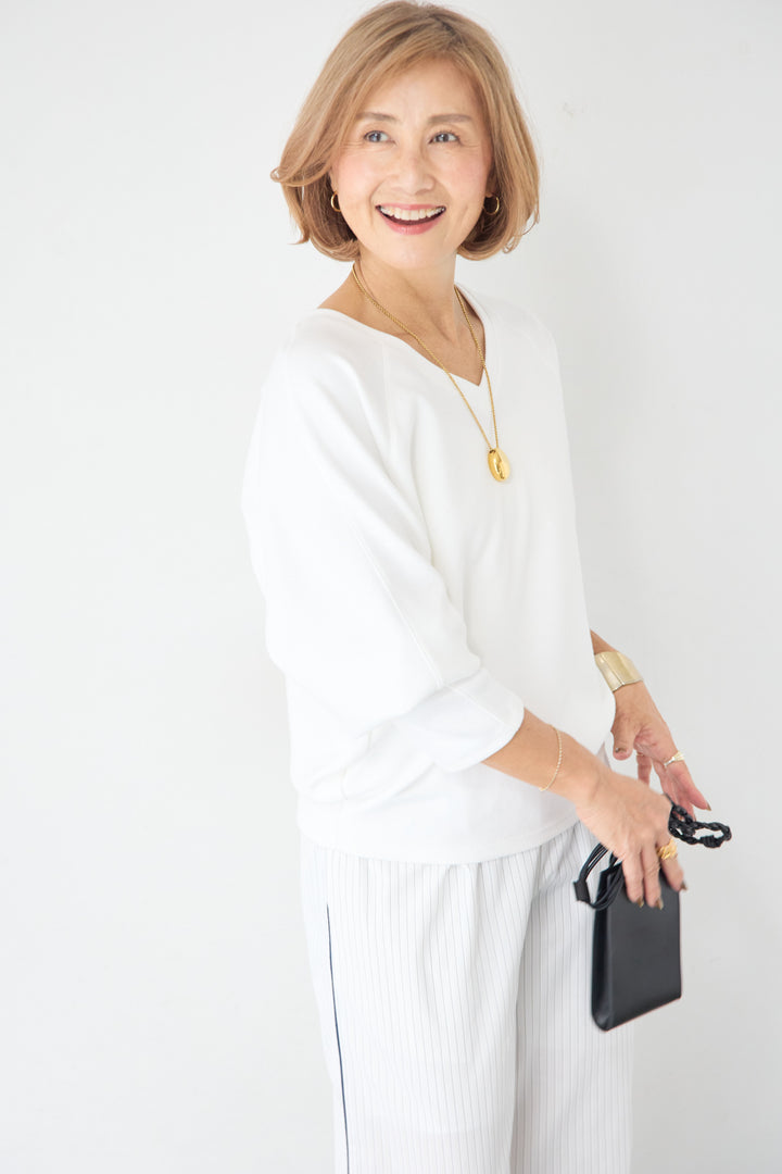 Vネック ラグラン カットソー