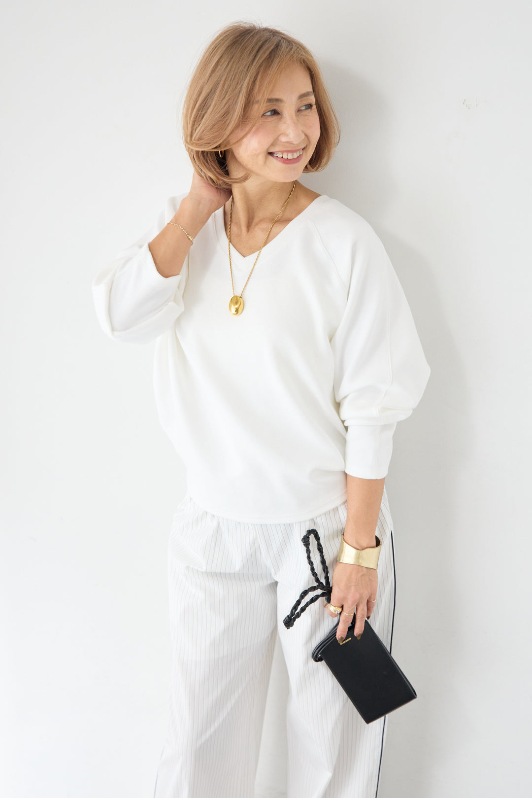 Vネック ラグラン カットソー