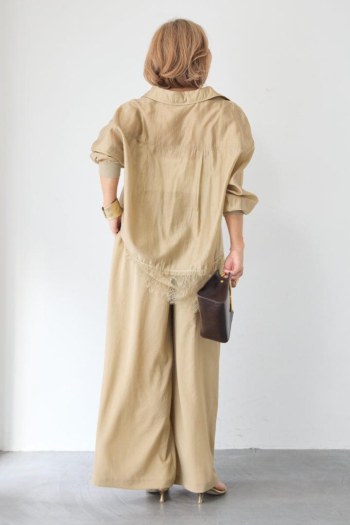 ウエストバックゴム 2ボタンワイドパンツ