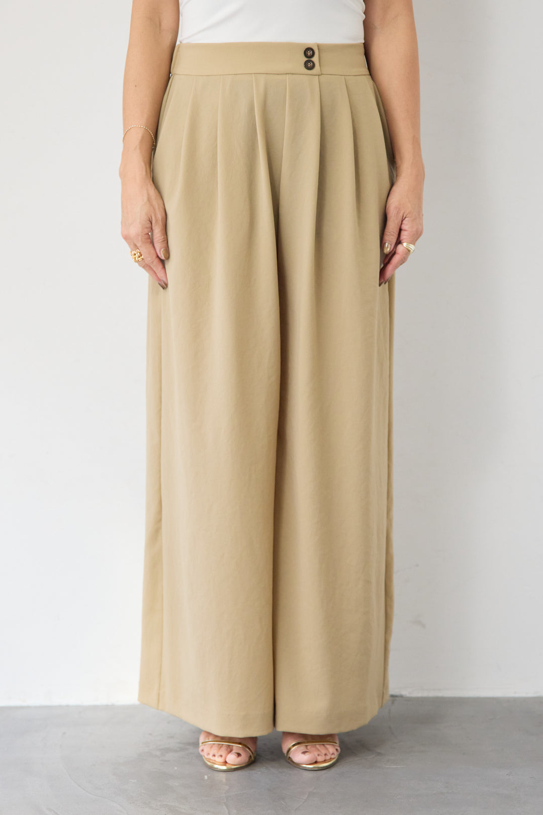 ウエストバックゴム 2ボタンワイドパンツ