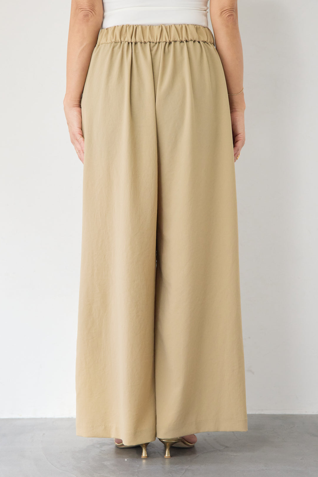 [SET]裾レース テンセル混シアーオーバーシャツ+ウエストバックゴム 2ボタンワイドパンツ(2set)