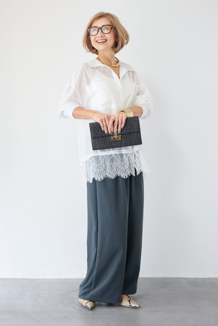 ウエストバックゴム 2ボタンワイドパンツ