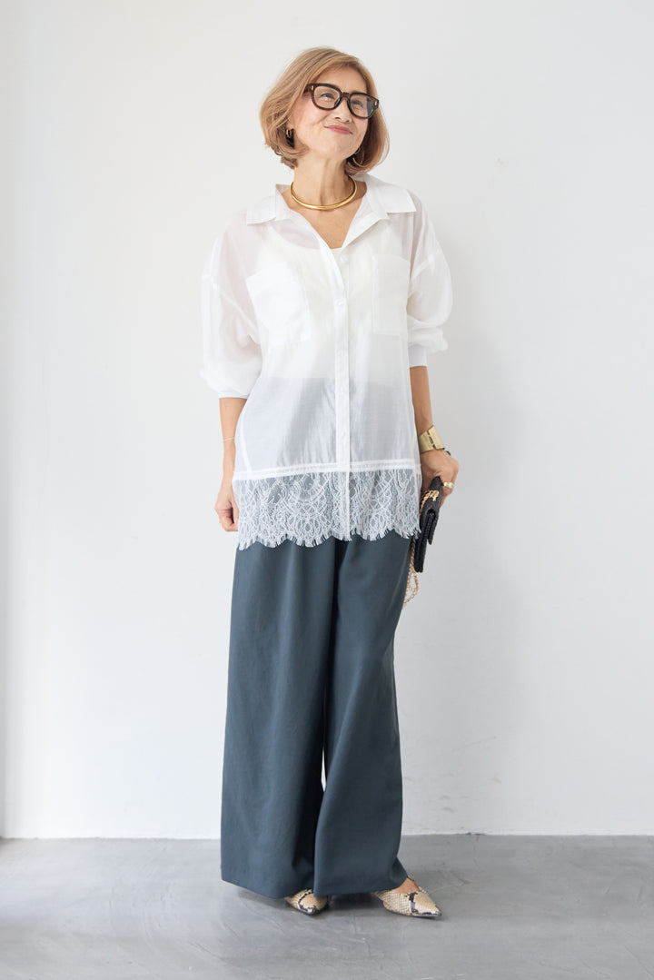 ウエストバックゴム 2ボタンワイドパンツ