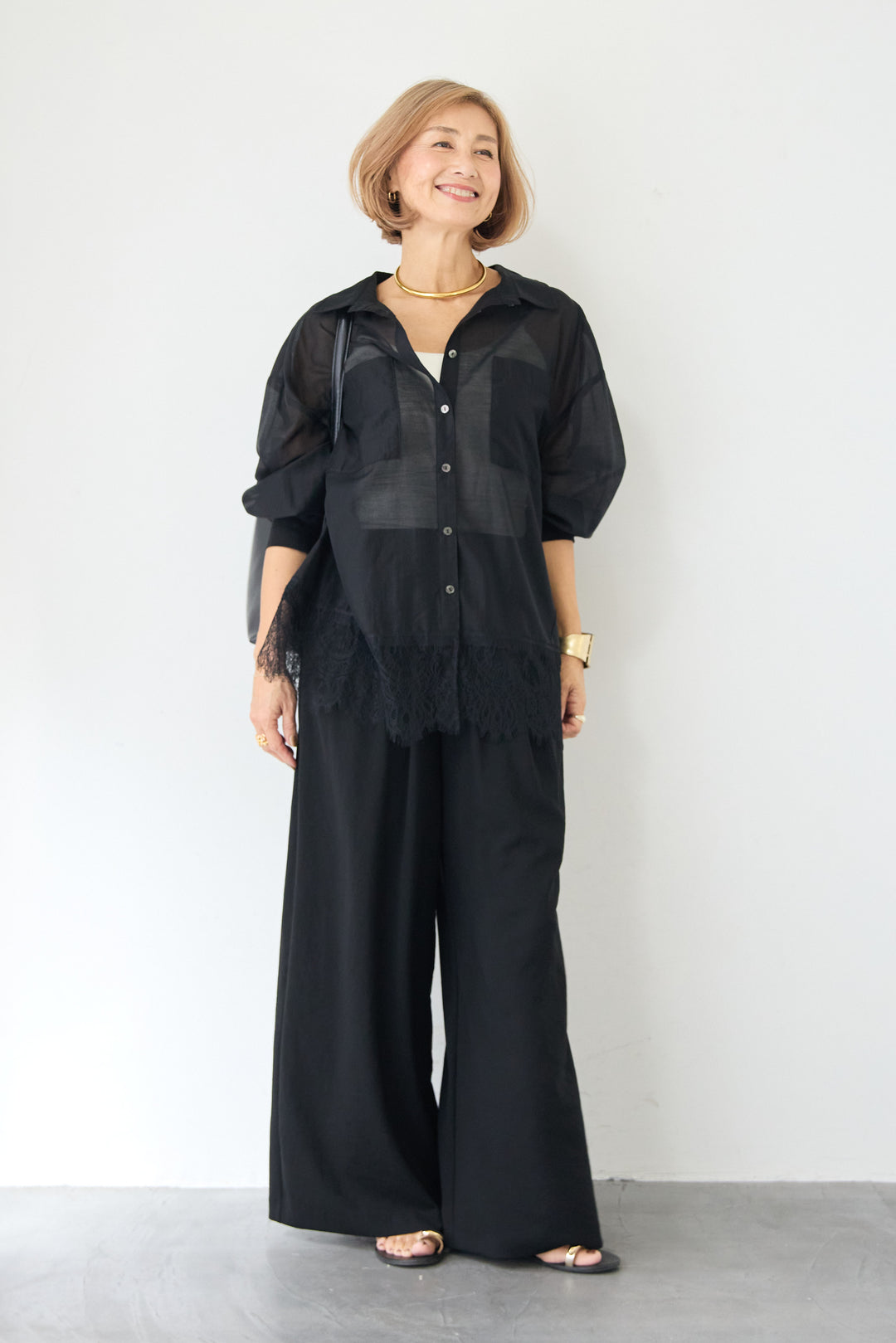 ウエストバックゴム 2ボタンワイドパンツ