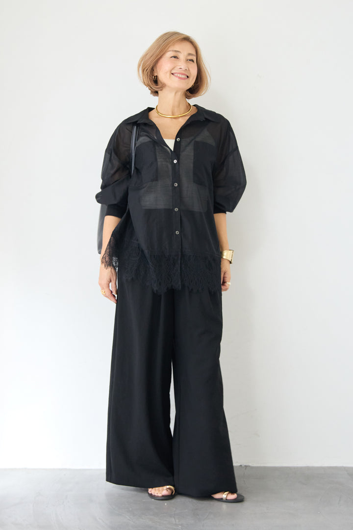 ウエストバックゴム 2ボタンワイドパンツ