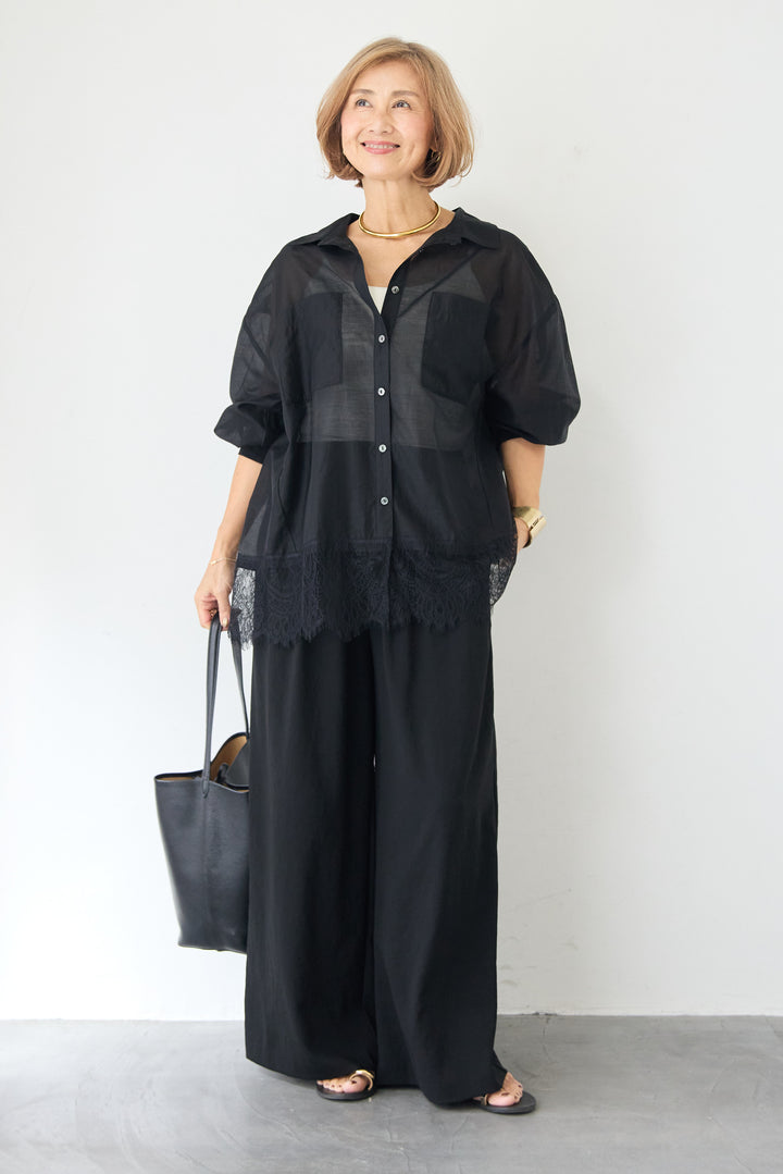 ウエストバックゴム 2ボタンワイドパンツ