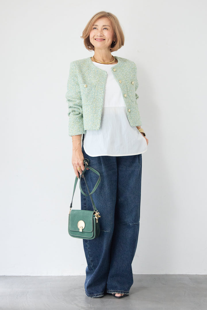 ツイードノーカラーショートジャケット