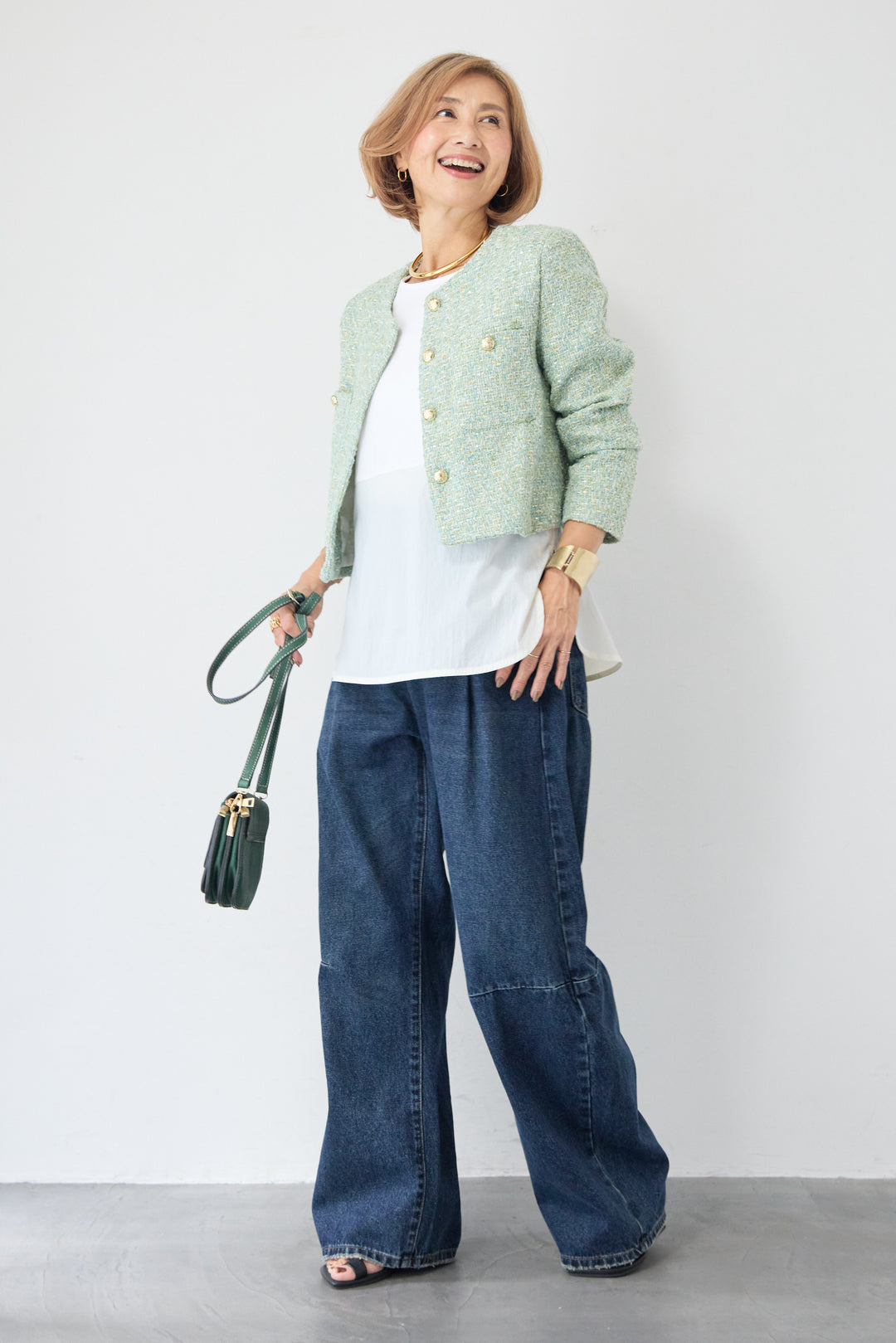 ツイードノーカラーショートジャケット