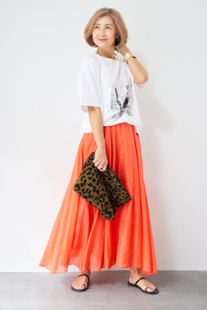 プリント クルーネック コットンTシャツ