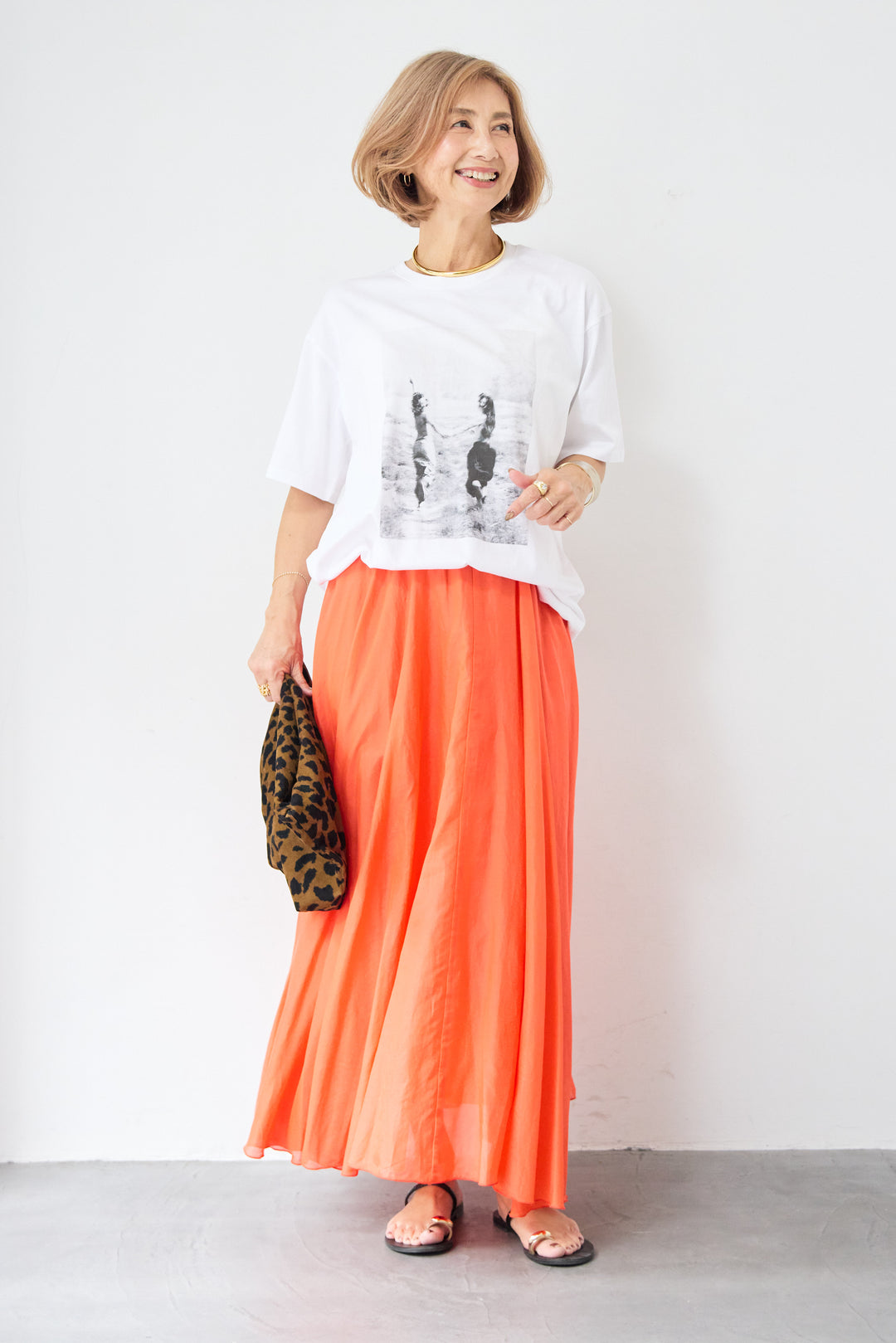 シアーコットン フレアロングスカート