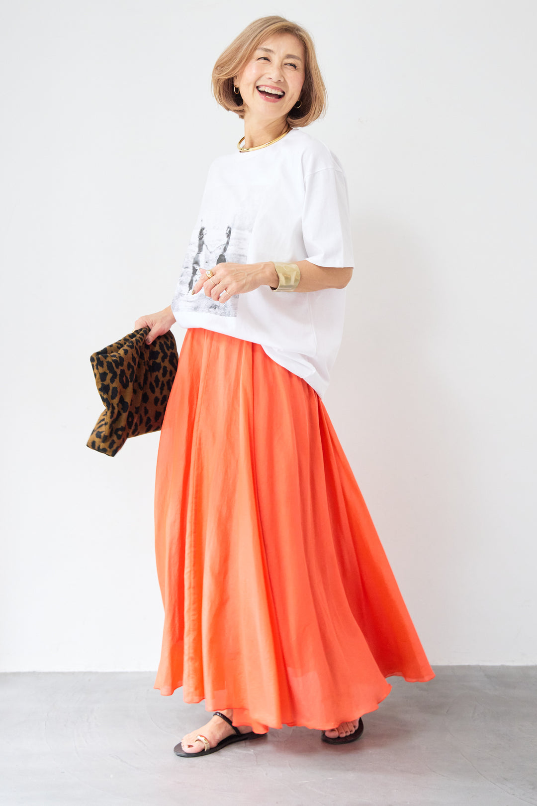 シアーコットン フレアロングスカート