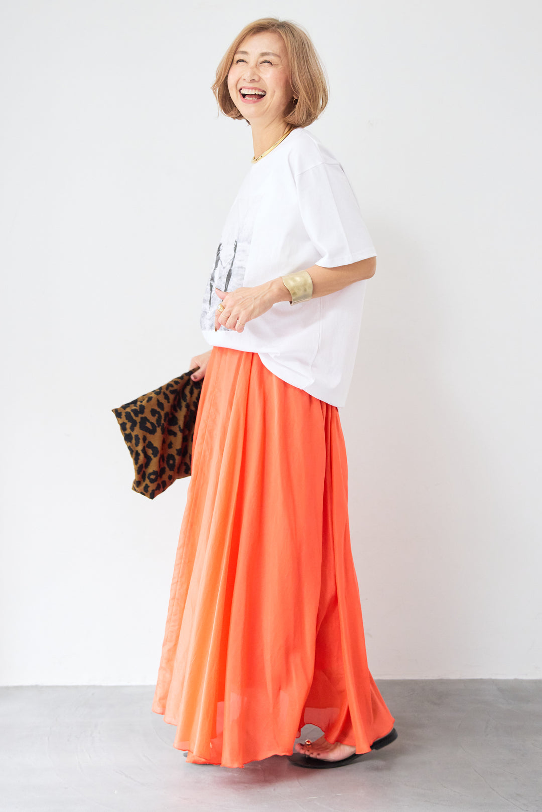 シアーコットン フレアロングスカート